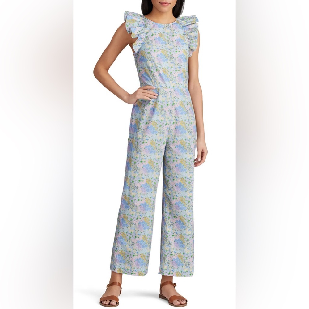 Paloma Blue Floral Astrid Jumpsuit Pastel Romper Sz Small Juniors Cottagecore